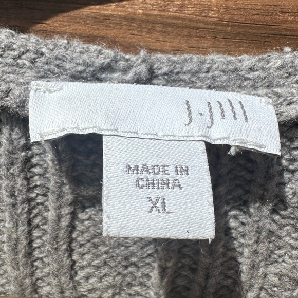 J. Jill Women’s Gray Cable Knit Open-Front Wool Blend Cardigan - Picture 3 of 7